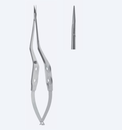 Ножиці, хірургічні, "Yasargil", мікро, байонетної форми, прямі, гострокінцеві, загальна довжина 165 мм, 6 1/2"